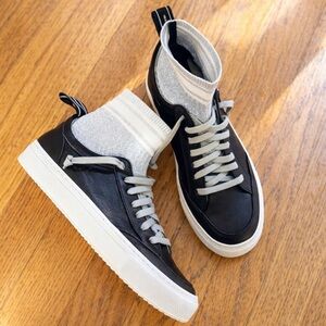 P448 Leather Sock-Style Sneakers Black White | Women’s 6.5 | Like New